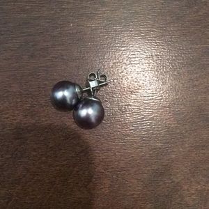 Faux gray pearl earrings